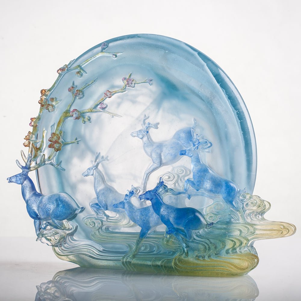 LIULI Crystal Deer Statue Song of Triumph - LIULI Crystal Art