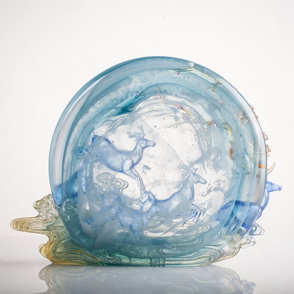 LIULI Crystal Deer Statue Song of Triumph - LIULI Crystal Art