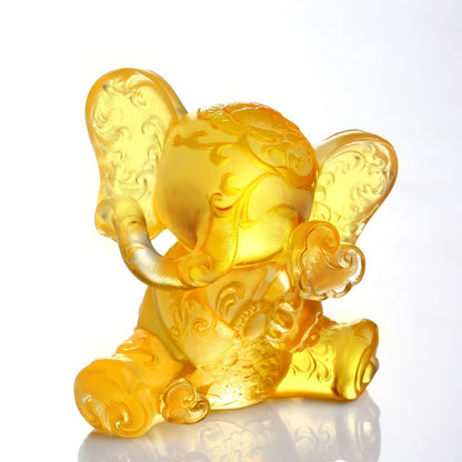 LIULI Crystal Elephant Sculpture, Lucky Little Elephant - LIULI Crystal Art