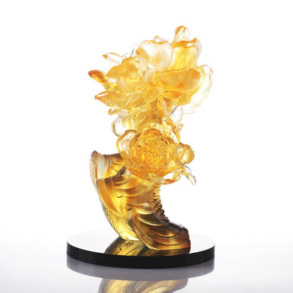 LIULI Crystal Flower Big Leaps Forward
