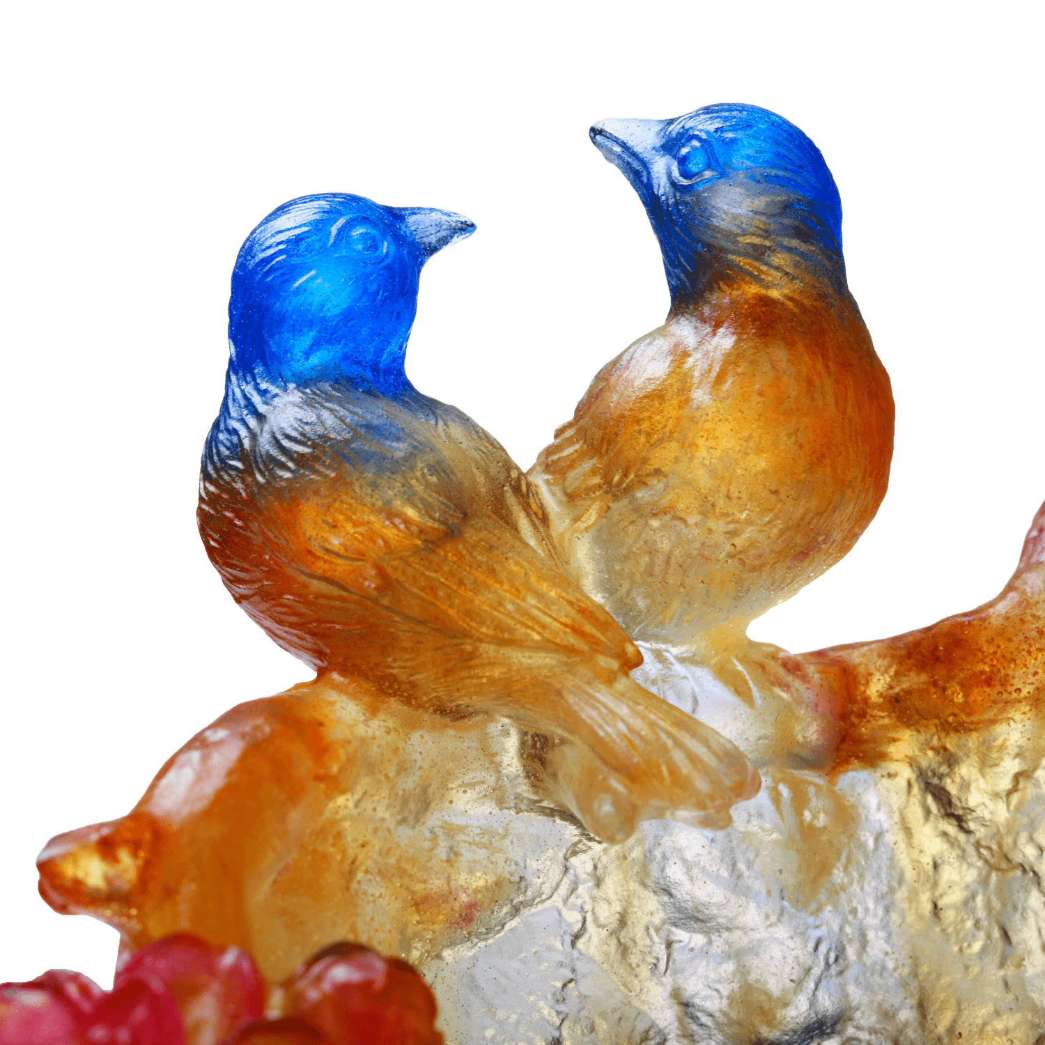 Crystal Flower, Peach, Mountain in Crimson Bloom - LIULI Crystal Art