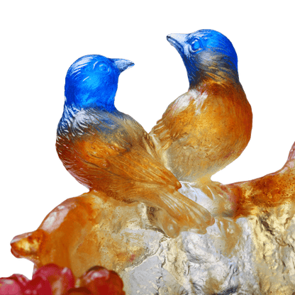 Crystal Flower, Peach, Mountain in Crimson Bloom - LIULI Crystal Art