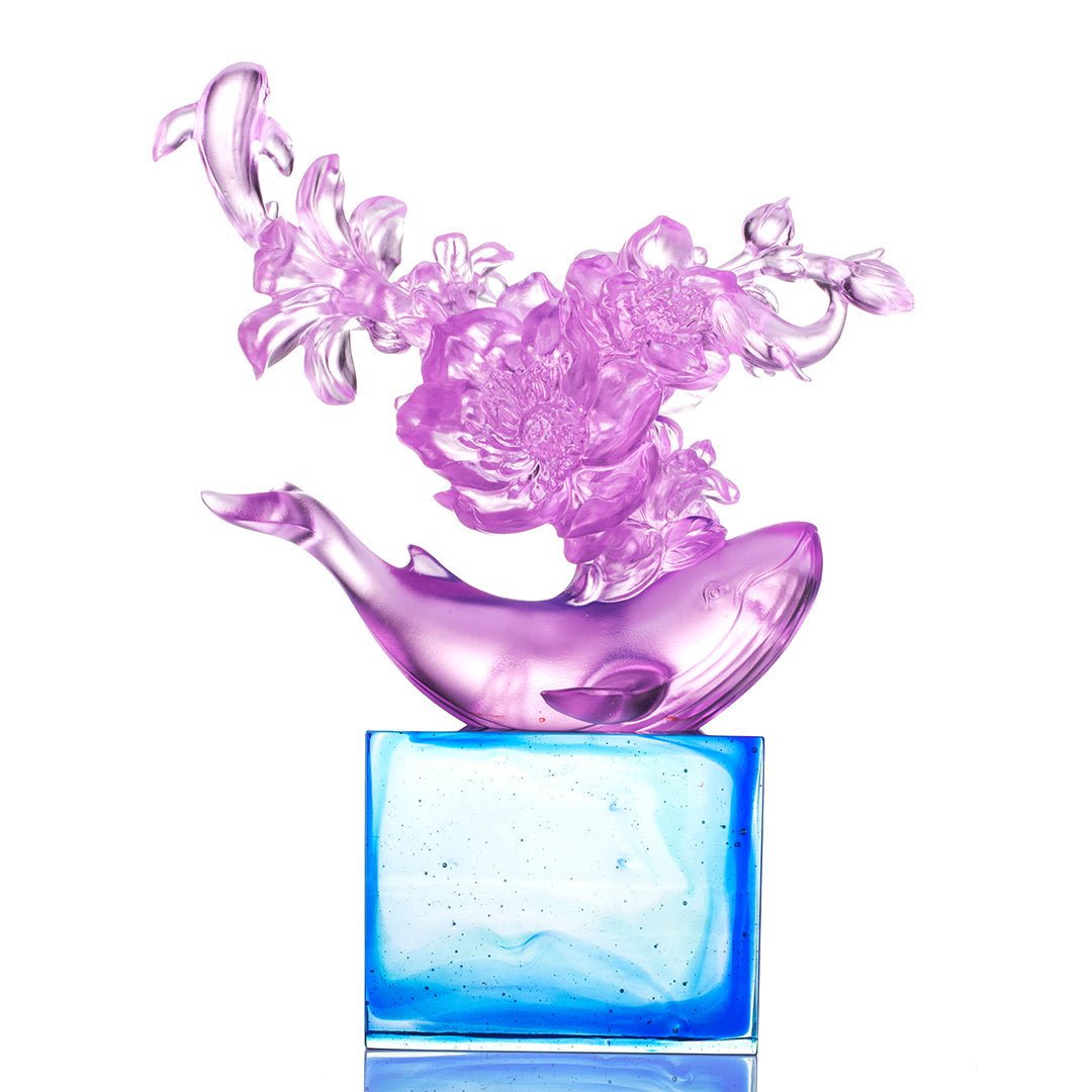 LIULI Crystal Flower Whale Journey of Kun