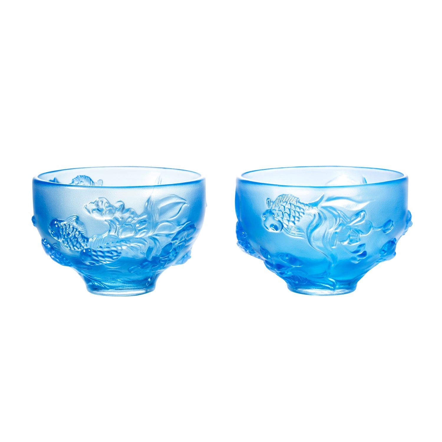 LIULI Crystal Goldfish Bowl, Peony Chopsticks Set, The Joy of Fish - LIULI Crystal Art