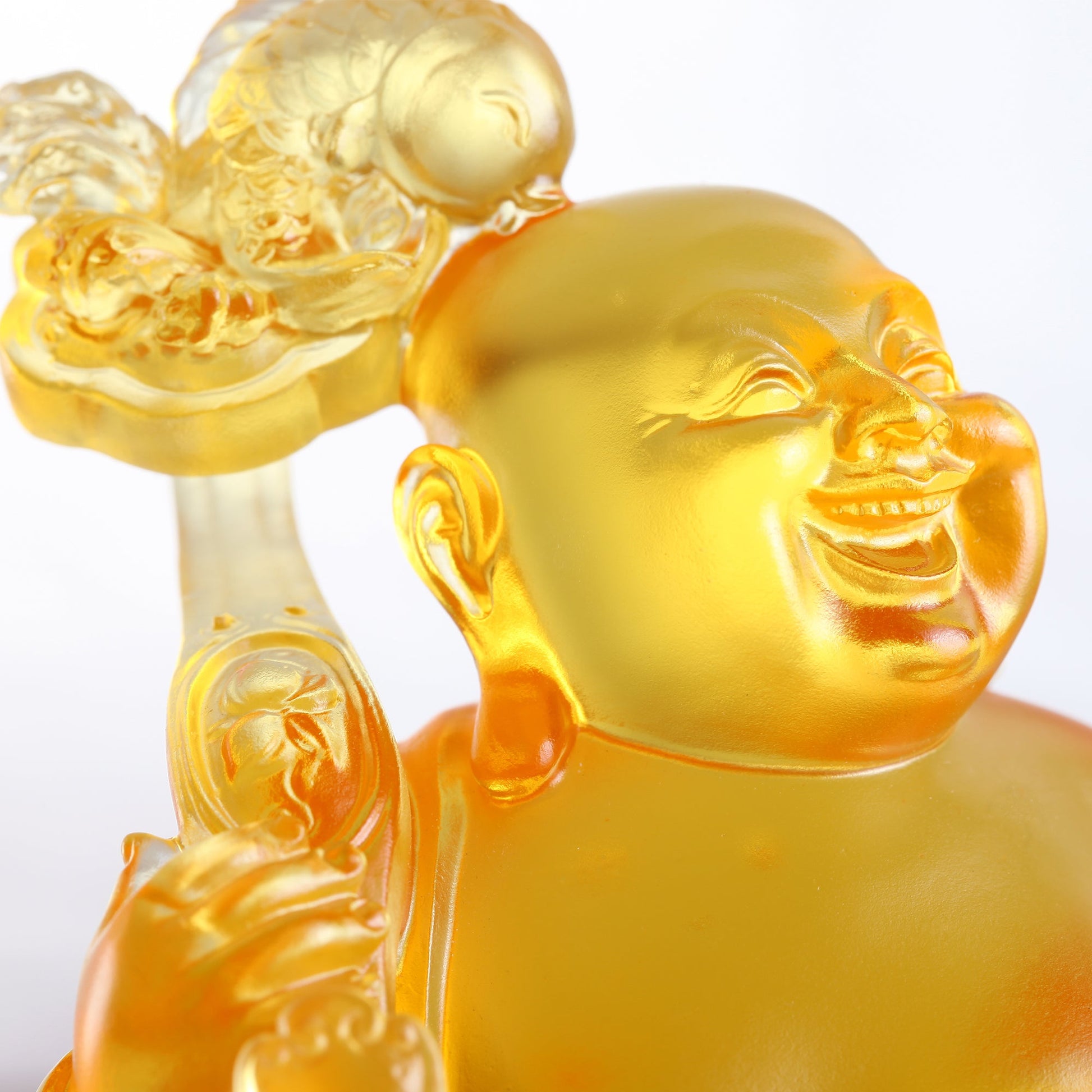 LIULI Crystal Happy Laughing Buddha, fish, ruyi glass art - LIULI Crystal Art