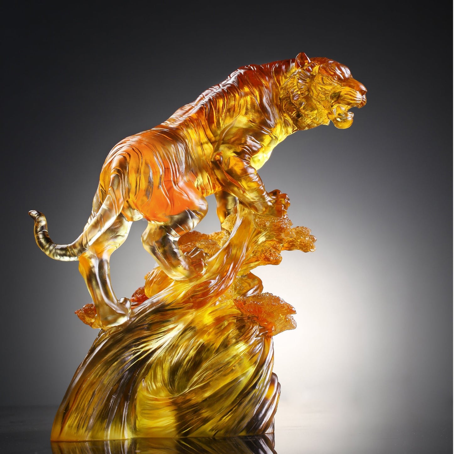 LIULI Crystal Tiger, Chinese Zodiac, Ascent of the Visionary