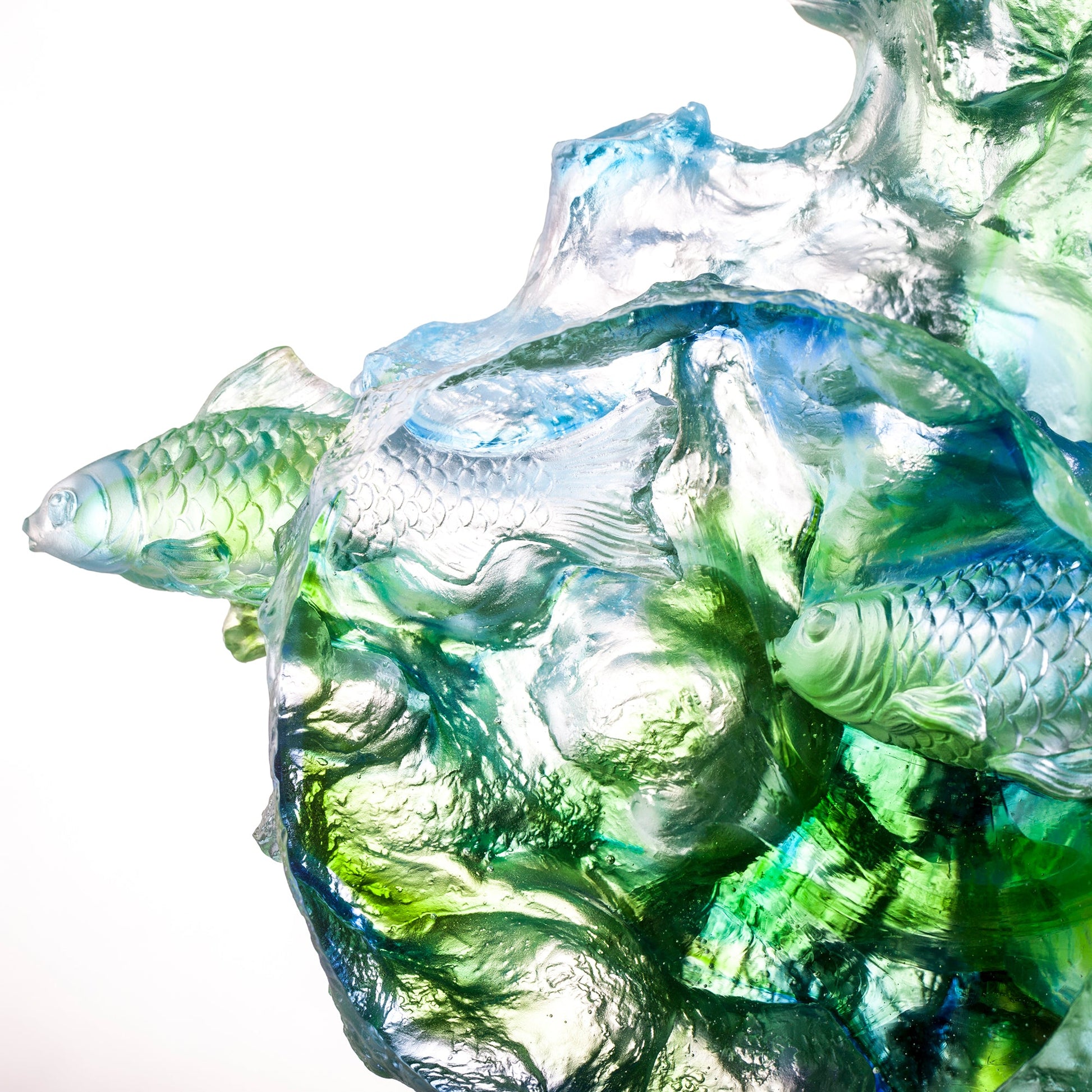 LIULI Crystal Two Fish Sculpture, Joyful Harmony - LIULI Crystal Art