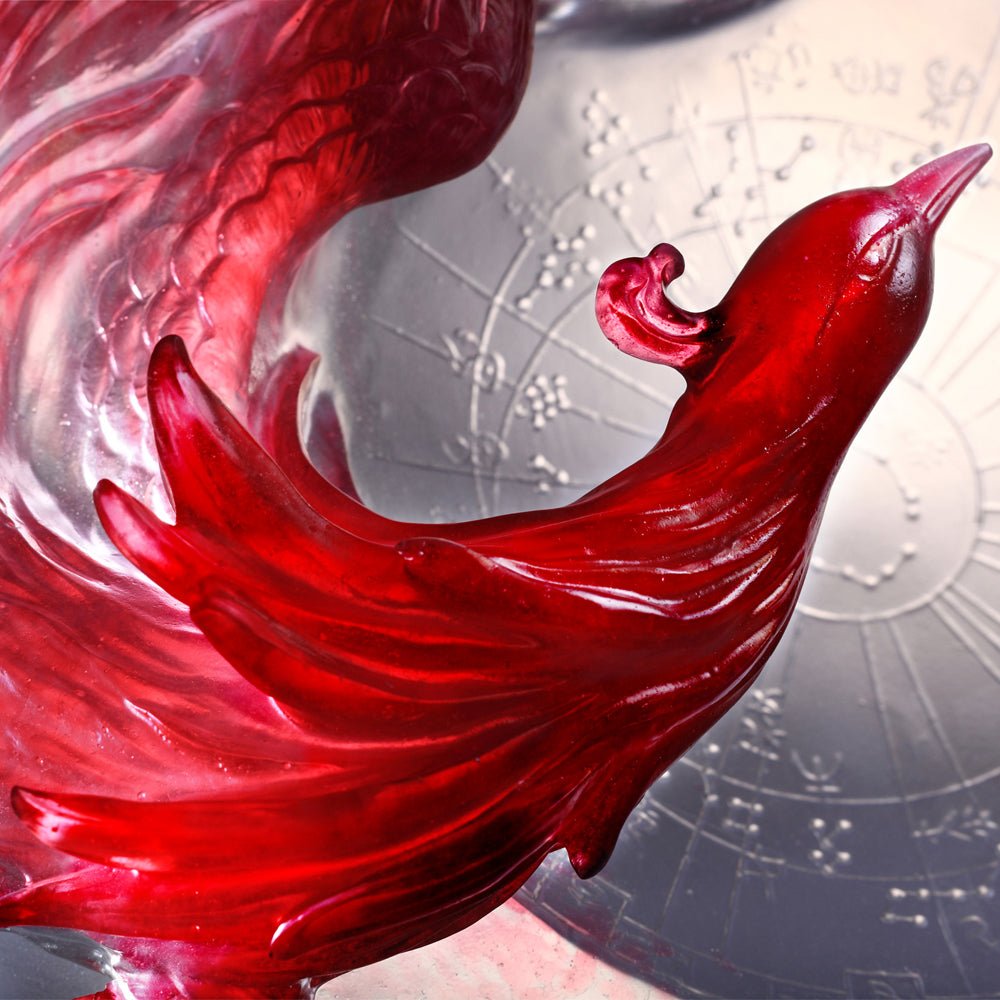 Crystal Mythical Creature, Phoenix, Guardian, Vermilion Bird of the South-Dance of the Phoenix - LIULI Crystal Art