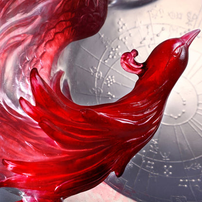 Crystal Mythical Creature, Phoenix, Guardian, Vermilion Bird of the South-Dance of the Phoenix - LIULI Crystal Art