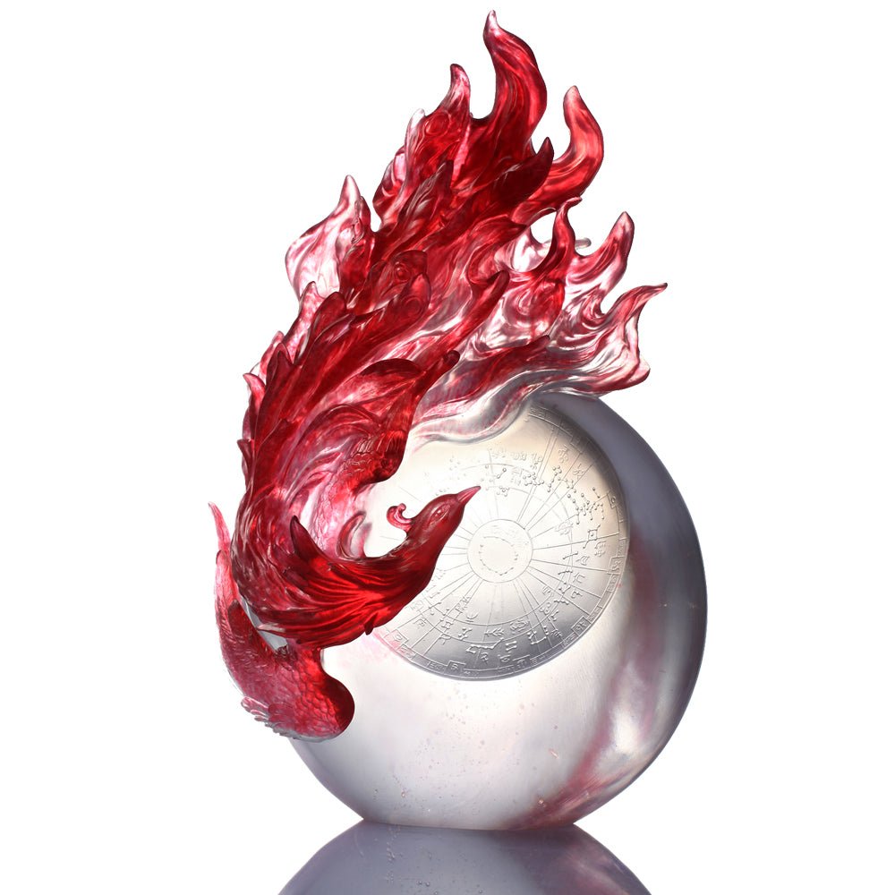 Crystal Mythical Creature, Phoenix, Guardian, Vermilion Bird of the South-Dance of the Phoenix - LIULI Crystal Art