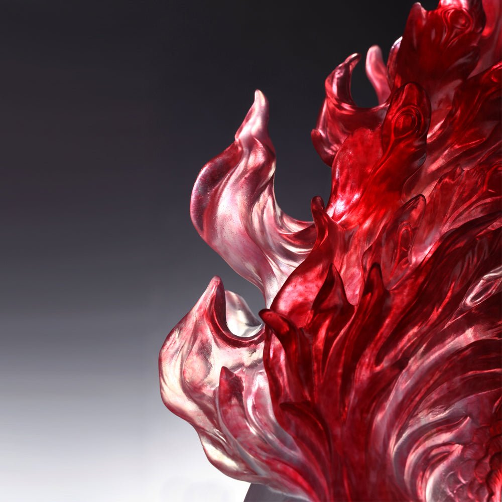 Crystal Mythical Creature, Phoenix, Guardian, Vermilion Bird of the South-Dance of the Phoenix - LIULI Crystal Art