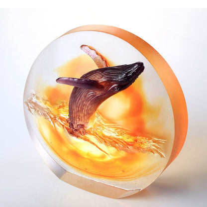 Crystal Animal, Whale, Honor the Heavens, Love all Humankind, There is Nothing to Fear - LIULI Crystal Art