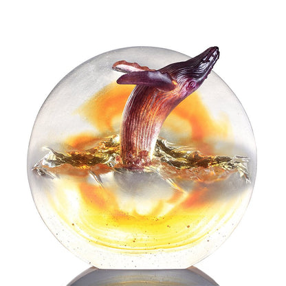 Crystal Animal, Whale, Honor the Heavens, Love all Humankind, There is Nothing to Fear - LIULI Crystal Art