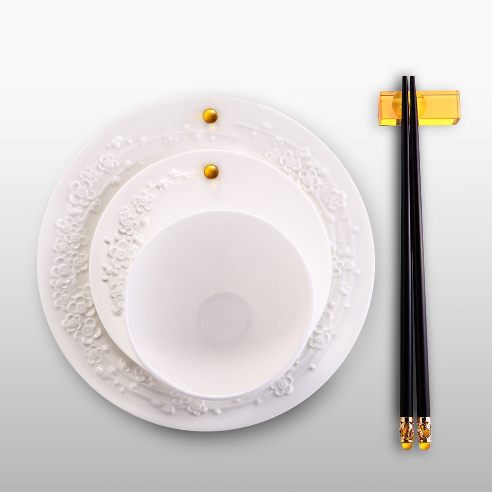 '-- Delete -- Seeking Plum, Bone China Tableware Fine Dinning Set (Set of 5) - LIULI Crystal Art