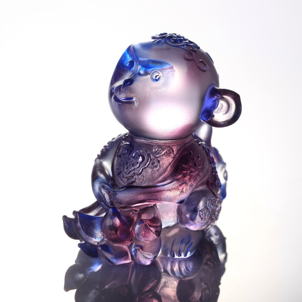 '-- DELETE -- Monkey Figurine (Contentment) - Forever Happy - LIULI Crystal Art