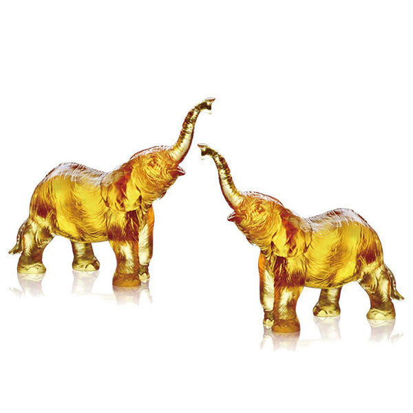 Crystal Elephant Pair, Forever toward the Sky | LIULI – LIULI 