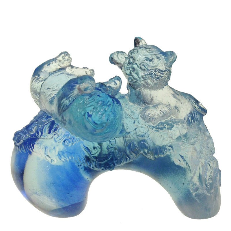 '-- DELETE -- Love's Laughter (Love All Around) - Kitty Figurine - LIULI Crystal Art