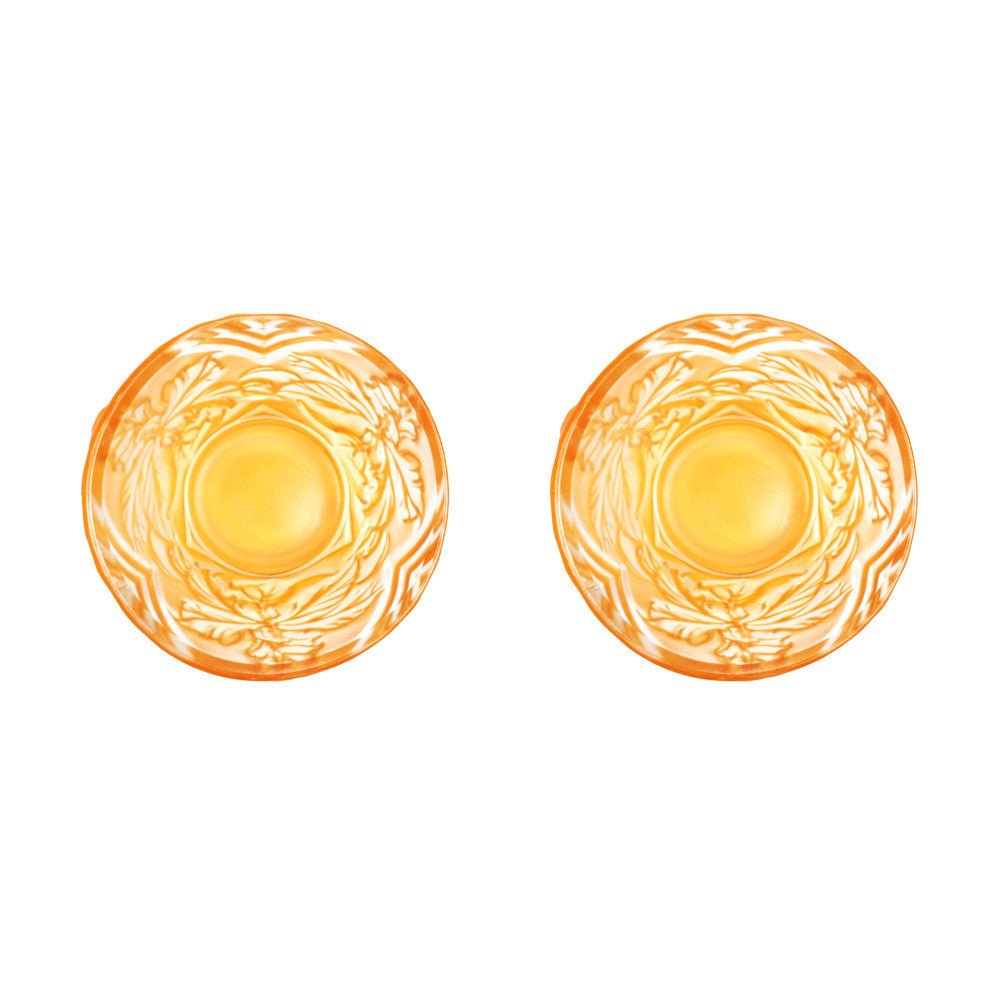'- Sake Glass, Shot Glass - To Drink Amongst Flowers (Set of 2pcs), Amber - LIULI Crystal Art