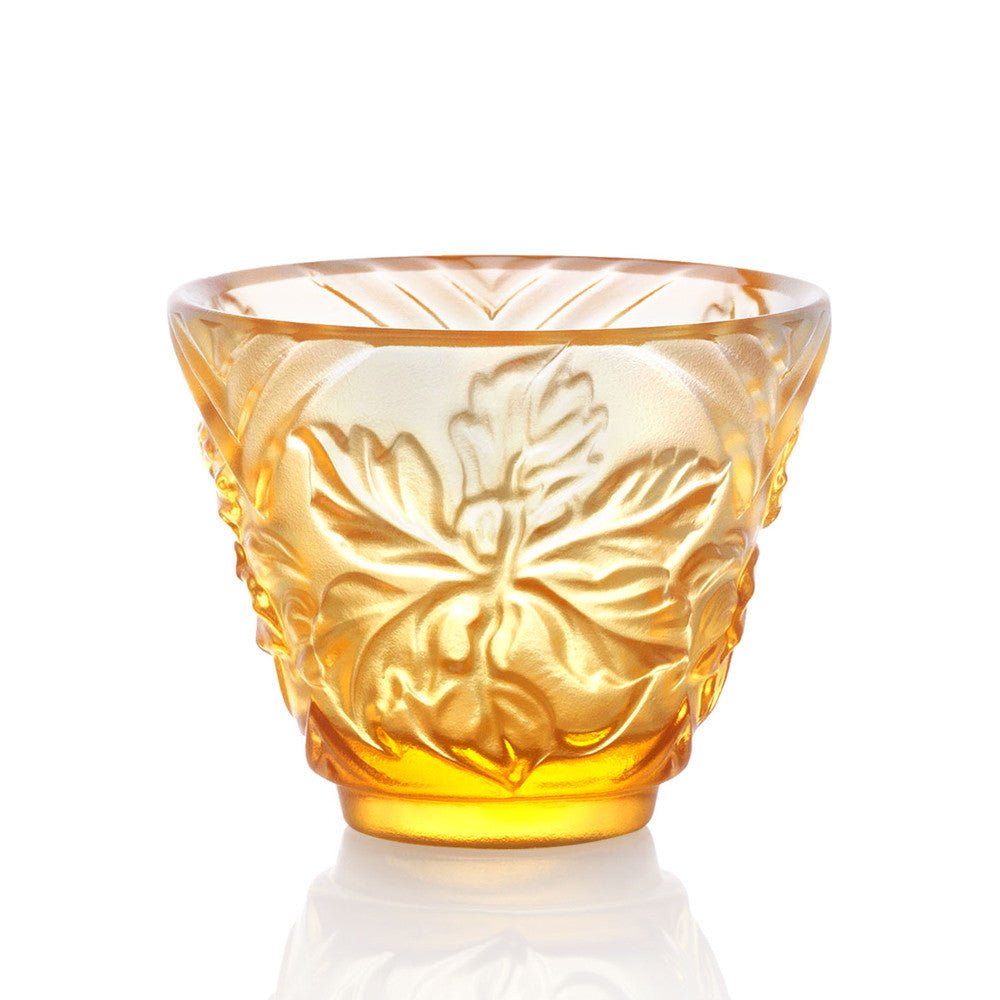 '- Sake Glass, Shot Glass - To Drink Amongst Flowers (Set of 2pcs), Amber - LIULI Crystal Art