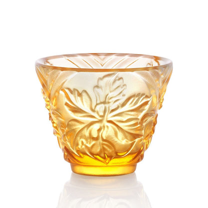 '- Sake Glass, Shot Glass - To Drink Amongst Flowers (Set of 2pcs), Amber - LIULI Crystal Art