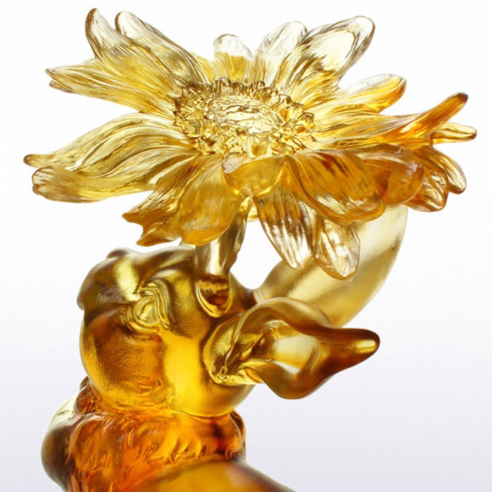 Spectacular Blossom of Mine (Success) - Crystal Bunny Rabbit Figurine - LIULI Crystal Art
