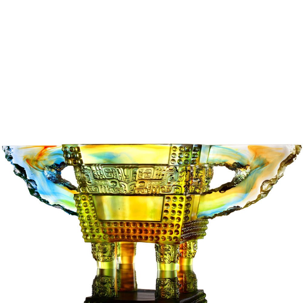 The Verity of Grandeur (Achievement) - Vessel, Crystal Chinese Ding - LIULI Crystal Art