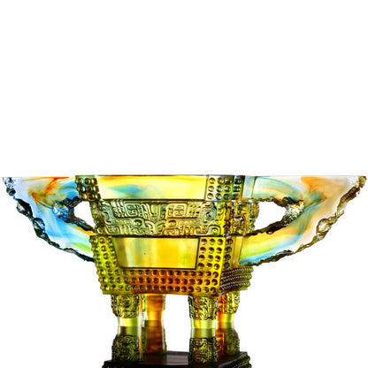 The Verity of Grandeur (Achievement) - Vessel, Crystal Chinese Ding - LIULI Crystal Art