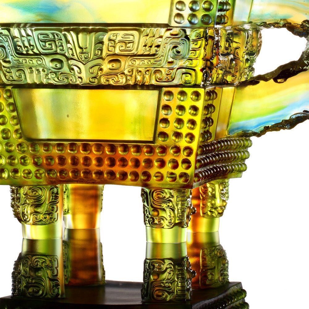 The Verity of Grandeur (Achievement) - Vessel, Crystal Chinese Ding - LIULI Crystal Art