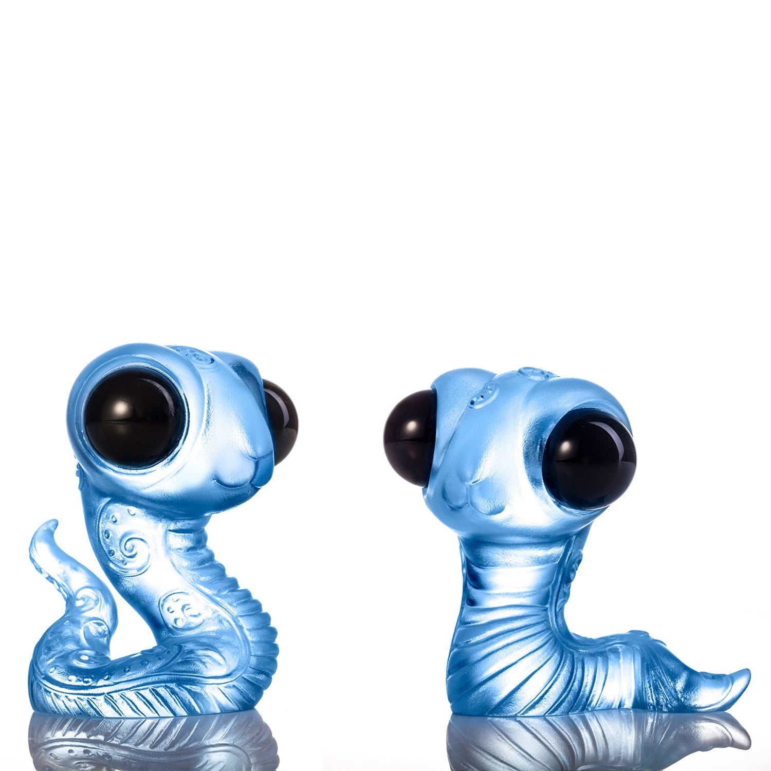 LIULI Chinese Year of the Snake Crystal Sculpture, One and the Same- Striking - LIULI Crystal Art